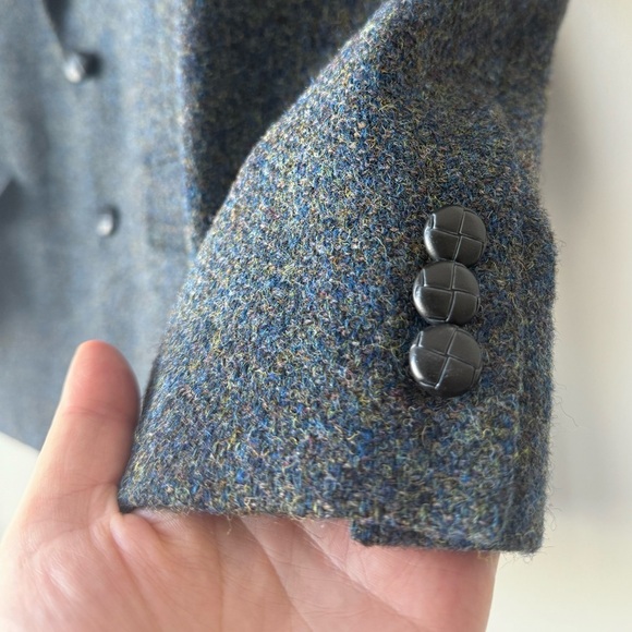 Vtg Harris Tweed Sport Coat Blazer Jacket Wool Men's 42 R Blue Flecked 70s 80s - Picture 7 of 7